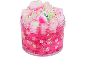 POAOWSIA Rose red Jelly Cube Crunchy Slime, Super Soft Clear Slime Toy with Cute Charms, Educational Stress Relief Toy, Gift Slime Party Favors for Girls and Boys, Birthday Gifts for Kids