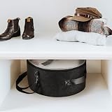 Ohiyoo Large Round Foldable Felt Hat Box Storage with Lid Dark Grey Toy Clothes view 9