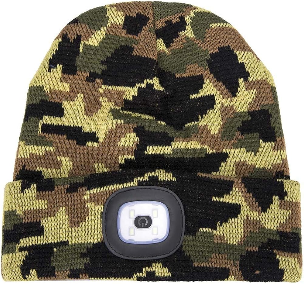 USB Rechargeable LED Beanie Hat, Light Up Hat with 4 Builtin