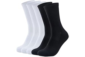 Dlunsy Women's Activewear Crew Socks Cotton Athletic Socks Winter Warm Cushioned Sports Calf Socks, 5 Pairs