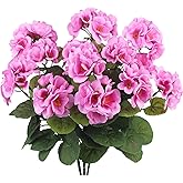 CITYES 3 Pcs Artificial Geraniums Flowers Silk Geraniums for Outdoors UV Resistant Purple Pink Artificial Geranium Bush Faux Flowers Plant Geraniums for Garden Home Decor Patio Vase Table Centerpiece