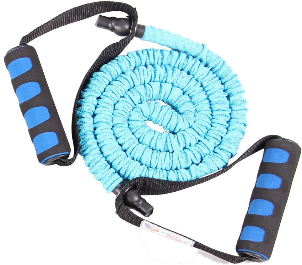 RISING Fabric Covered Resistance Cord Training Bands with Foam Handle For Home Workout