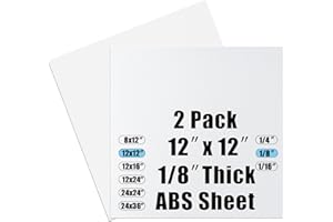 PINZIREN ABS Plastic Sheet 1/8 Inch Thick 12" x 12" (2-Pack),Two-Sided Heat Moldable Panel (Thermoplastic Textured Front & Smooth Back), White Thermoform Board Great for DIY Projects, Decor, Handcrafts