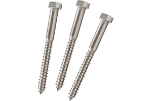 Conquest Fasteners 1/2"-6 x 5" Hex Head Lag Bolts (10 Pack) - 316 Stainless Steel, Hexagon Head Wood Screws