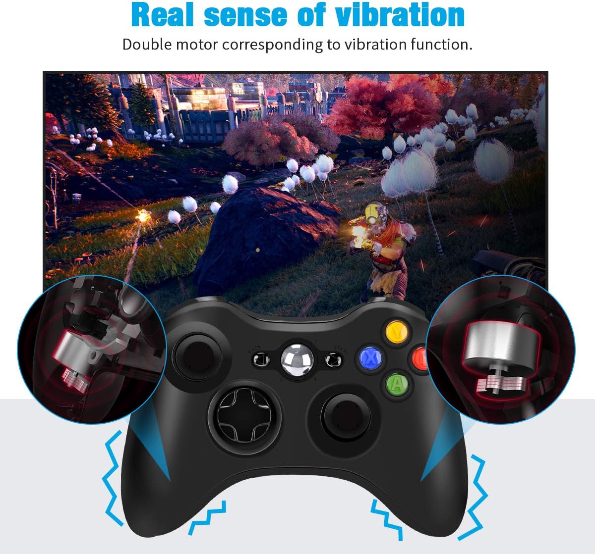 Wireless Controller for Xbox 360, YAEYE 2.4GHZ Gamepad Joystick Wireless Controller for Xbox 360 Console and PC Windows 7,8,10 (Black): Electronics