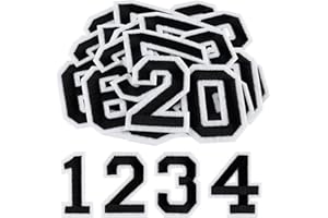 Morcheiong 40 Pcs Iron on Number Patches 0-9, 2 Inch Iron on Embroidered Numbers for Clothing, Pants, Hats, Bags- Black
