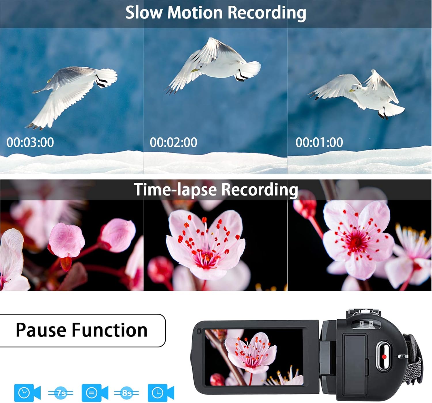 Video Camera Camcorder, 2.7K Ultra HD YouTube Vlogging Camera, 36MP IR Night Vision Digital, 3.0" IPS Touch Screen, 16X Digital Zoom Video Camcorder with Microphone Handheld Stabilizer Remote Control : Electronics