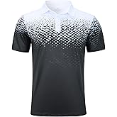 uideazone Mens Golf Shirt Dry Fit Athletic Polo Shirts Moisture Wicking Performance 3D Print Short Sleeve