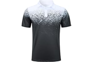 uideazone Mens Golf Shirt Dry Fit Athletic Polo Shirts Moisture Wicking Performance 3D Print Short Sleeve