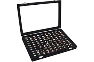 Vicoter Rings Organizer Tray 100 Slot Velvet Ring Earring Storage Box TranSparent Cover Jewelry Store Ring Display Box Jewelry Display Cabinet for Girl Wife Mother