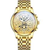 NEKTOM Watches for Men with Stainless Steel, Quartz Analog Watch with Date, Luxury Minimalist Dress Mens Watches, Chronograph Watch, 3ATM Waterproof, Black Wristwatch, Gifts for Men