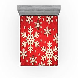 Lunarable Snowflake 2 Pack Fitted Sheet, Abstract