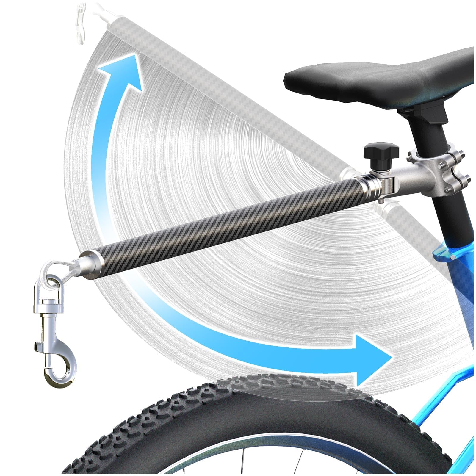 Photo 1 of Hands-Free Bicycle Dog Leash for Cycling - 180° Rotating or Fixed Quick-Attach System, Built-in Shock-Absorbing Spring, Anti-Pull Design, Thick Steel Wire Rope 550 lbs (Carbon Fiber)