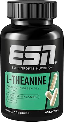 L-teanina, 45 cápsulas, 100 mg de L-teanina por dose, relaxamento mental e concentração, vegan, feito na Alemanha