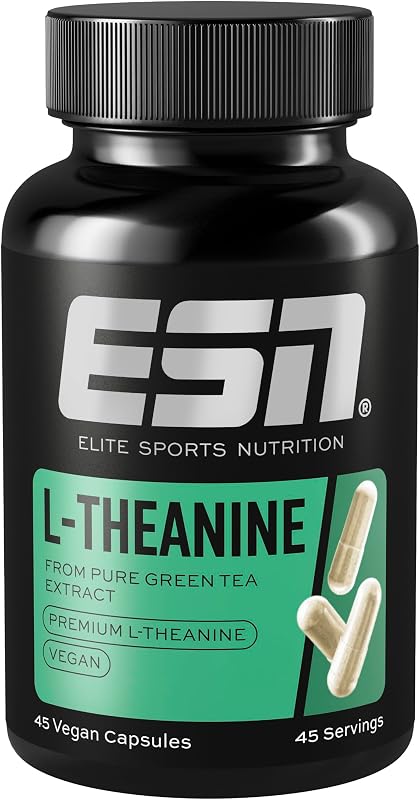 L-teanina, 45 cápsulas, 100 mg de L-teanina por dose, relaxamento mental e concentração, vegan, feito na Alemanha