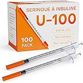 0.5mL/cc U-100 Insulin Syringe 30G 1/2" (12.7mm) Insulin Syringes with Needle Individually Wrapped, Pack of 100