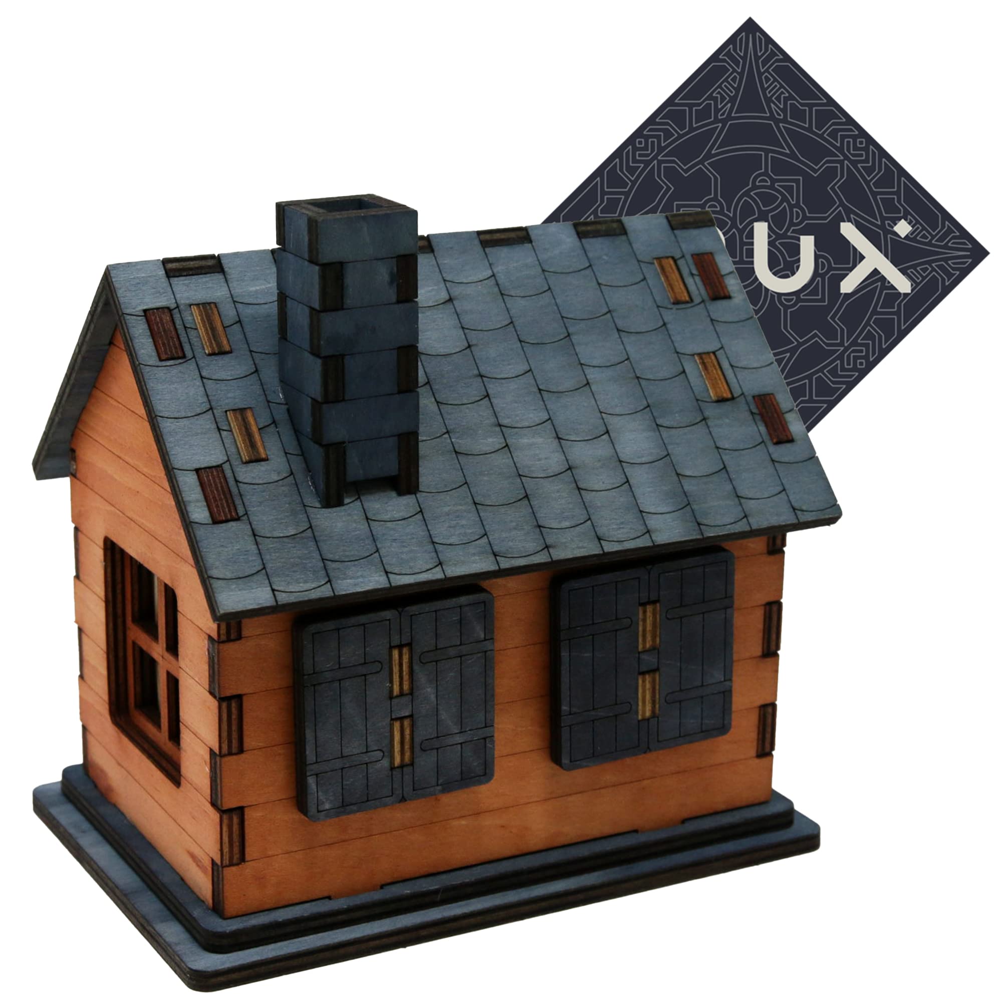 Cabin in the Woods Secret Escape Box - Fun Unusual Wooden Puzzle Box - Mid Difficulty - Includes Crux Sticker