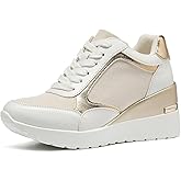 AoustruFit Wedge Sneakers for Women Non-Slip Womens Fashion Sneakers Casual Glitter Mesh Walking Shoes Lightweight Platform Work Shoes