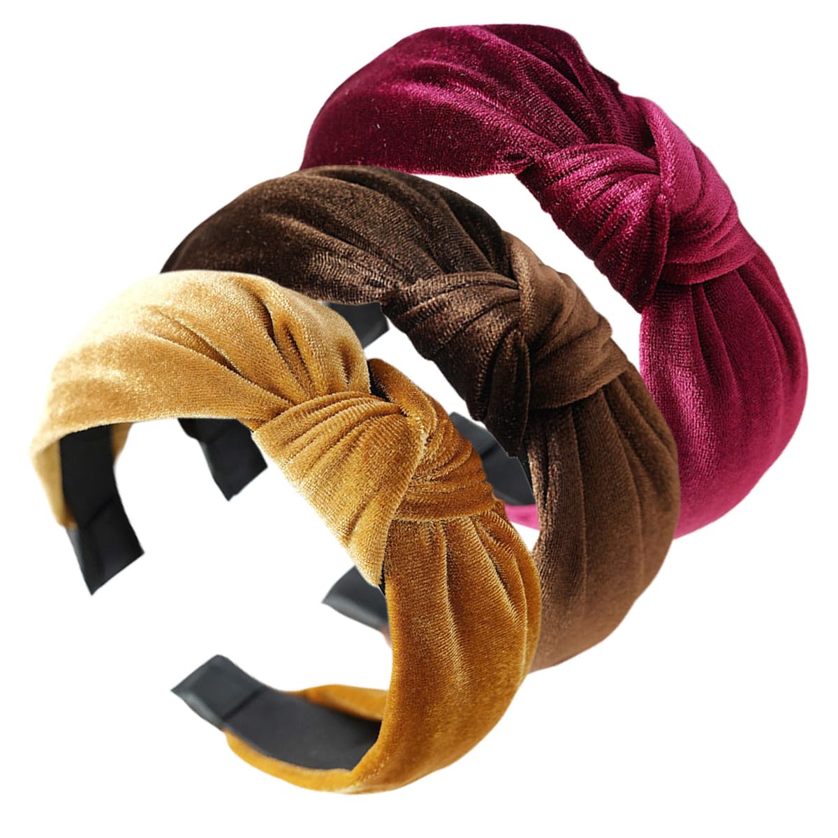 scicent Boho Headbands for Women 3 Pieces Fashion Hairbands Elastic Knot Velvet Hair Bands Wide Alice Hairbands for Women UK 12712 — image 1