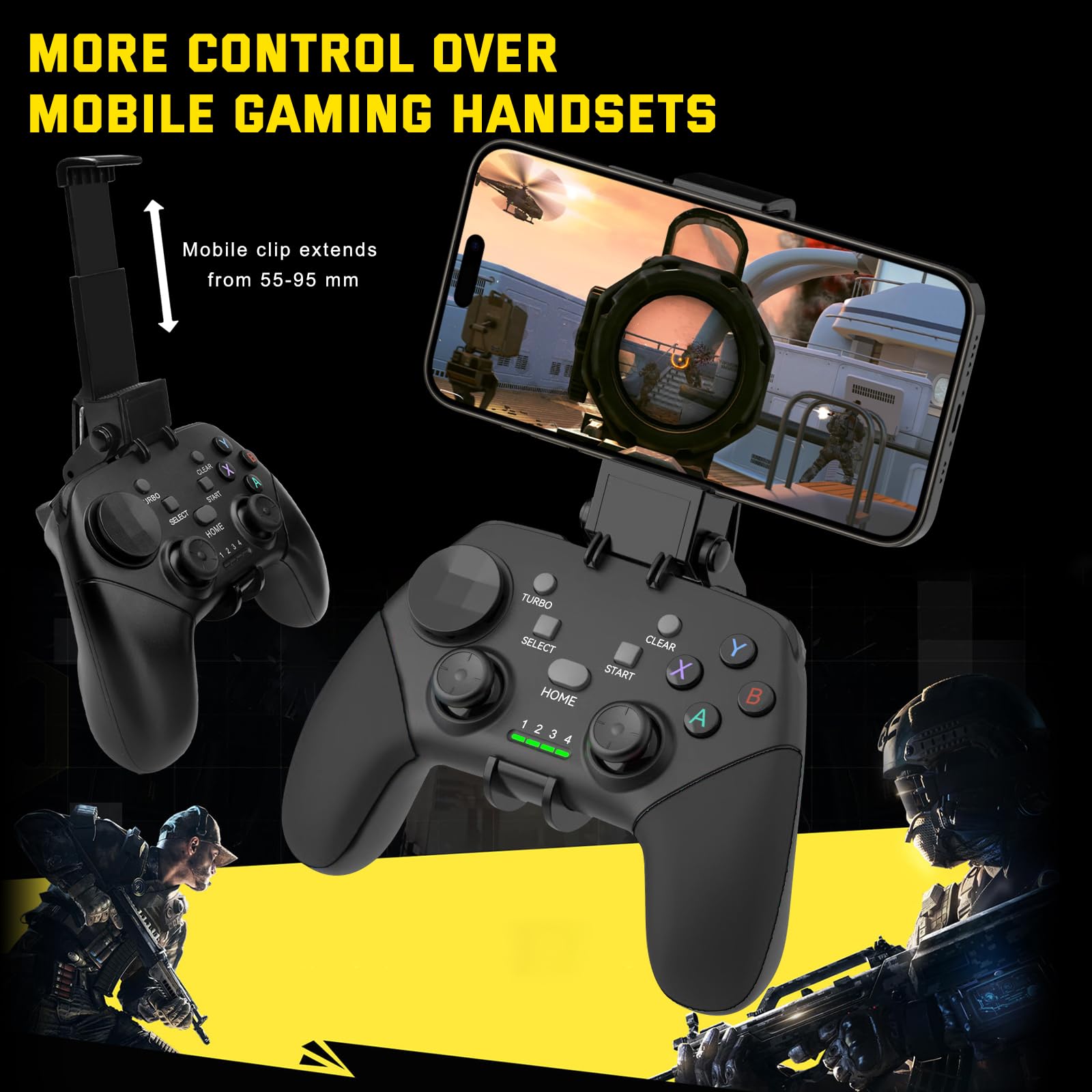 Joso Wireless Mobile Gaming Controller for iPhone, Android, iPad, Tablet, PC, Phone Controller with Phone Clip Supports Cloud Game, COD Mobile, Genshin Immpact, Remote Player Gamepad