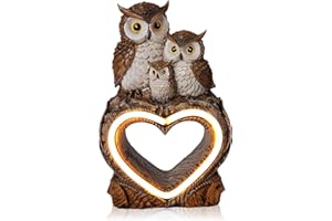 JJALIGHTS Solar Garden Decor Statues 7" Resin Solar Owl Waterproof Garden Owl Decor for Outside Yard Patio Porch Decoration Gift for Mom Grandma