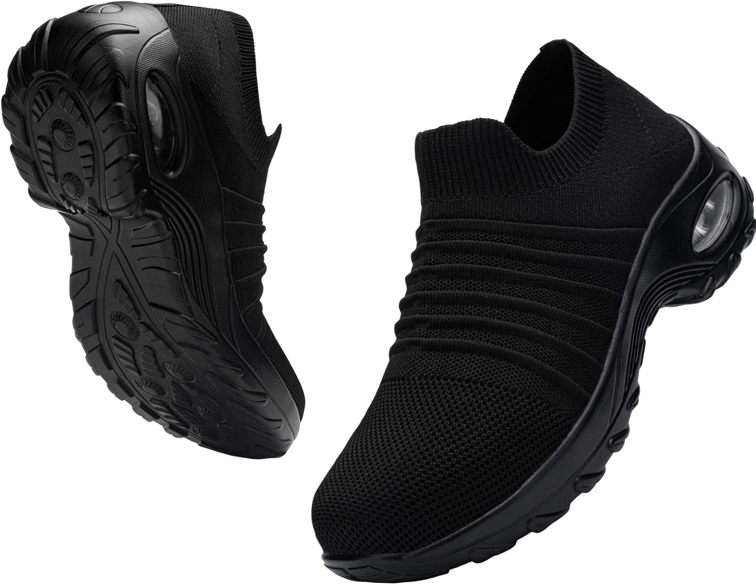  | DYKHMILY Slip on Steel Toe Shoes for Women Lightweight Safety Shoes Walking Air Cushion Lady Slip Resistant Platform Work Sneakers Breathable(7.5, Black, D91880) | Shoes