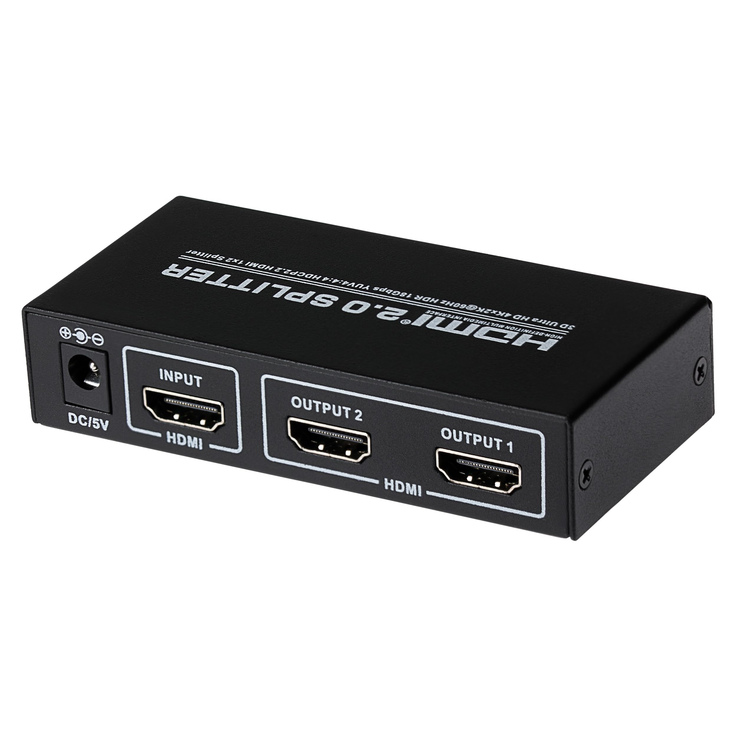 Maplin HDMI Splitter 1 Port In 2 Ports Out Ultra HD 4K/60fs Bandwidth 18Gbps for Dual Monitors for Laptop, TV, Monitor, Projector, TV Box, PS5/4, Xbox, Roku etc