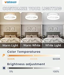VOLISUN 13 inch Small Ceiling Fans with Lights and