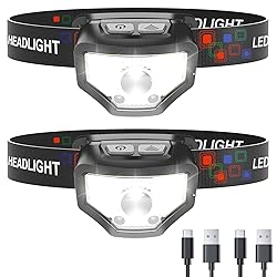 Curtsod Headlamp Rechargeable, 2-Pack 1200 Lumen
