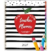 Teacher Planner 2027, Lesson Planner 2027, Jan2027 - Dec 2027, 8.5" x 11" | Academic Planner for School Year, Inner Pocket, Colorful Tabs, Spiral Bound