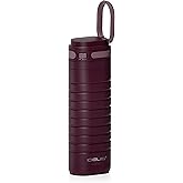 IDEUS Insulated Stainless Steel Water Bottle 14 oz Lockable Lid & Leakproof Travel Coffee Mug for Hot/Cold Beverages Fits Most Cup Holder (Burgundy)