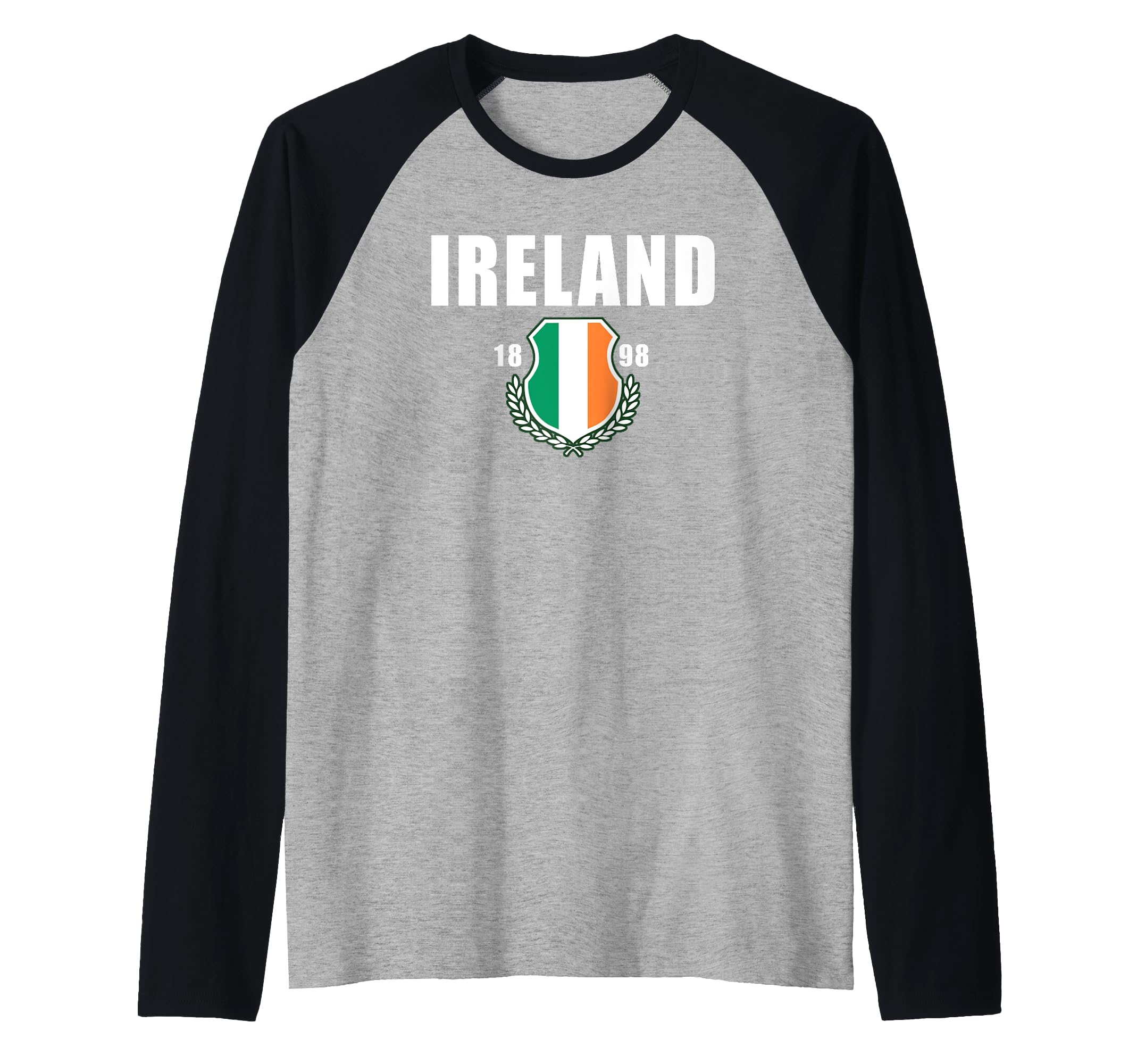 Trendy Ireland 1898 Crest Raglan Baseball Tee