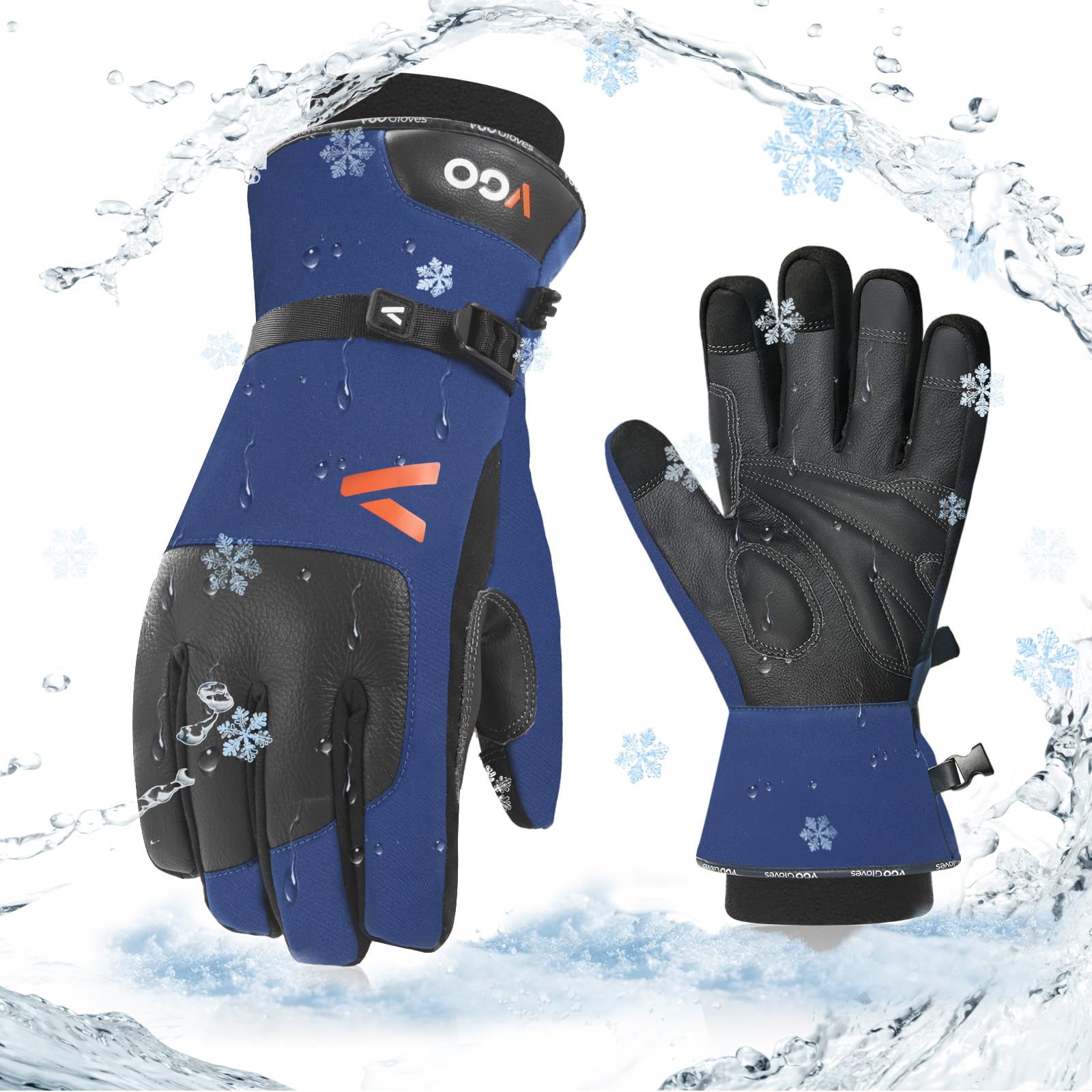 Vgo... Thermal Gloves Men Waterproof -20°C, Touchscreen for Winter Outdoor Freezer Work Walking Scooter, Cold Weather Gloves Utility with 3m Insulation Lining, 1 pair