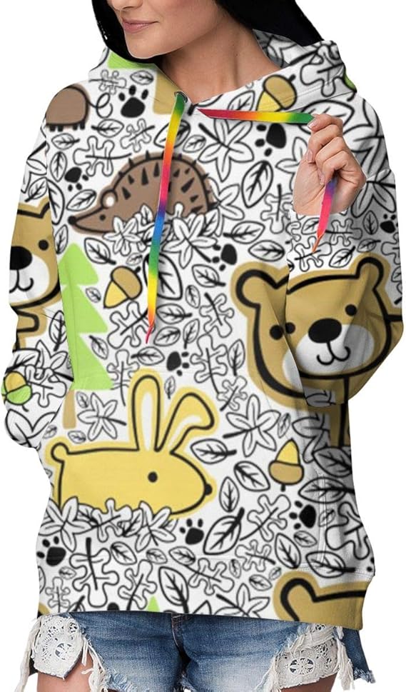 Amazon Co Jp 森の動物 パーカー レディース トレーナーパーカー おしゃれ プラスベルベット 厚くする フーディ 長袖 フード付き ポケット付き カジュアル プルオーバー パーカー 服 ファッション小物