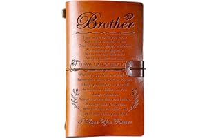 Hiipeenow Fathers Day Brother Gifts from Sister, Leather Travel Journal 140 Pages Presents, Graduation Christmas Valentines Wedding Day Birthday Gifts for Brother