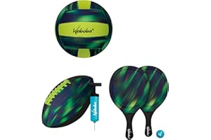 Waboba Sport Beach Pack – Includes 9 Inch Water Football, Beach Volleyball & Paddle Set – Perfect Summer Essential Bundle for