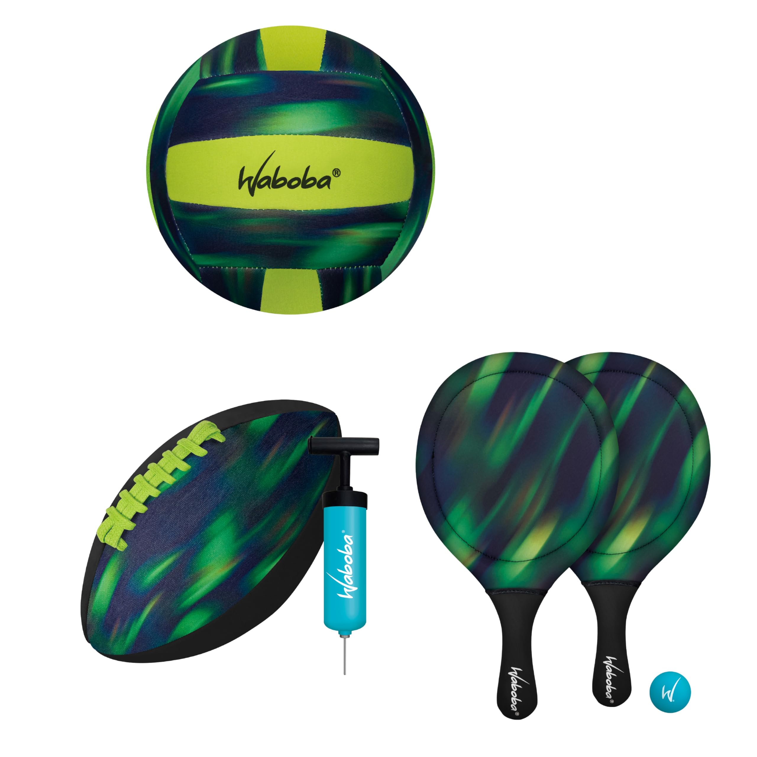 Photo 1 of ***STOCK PHOTO FOR REFERENCE ONLY***
(just ball)]
Waboba Sport Beach Pack – Includes 9 Inch Water Football, Beach Volleyball & Paddle Set – Perfect Summer Essential Bundle for Beach Games – Vacation Toys for Kids & Adults Ages 8 & Up – Green