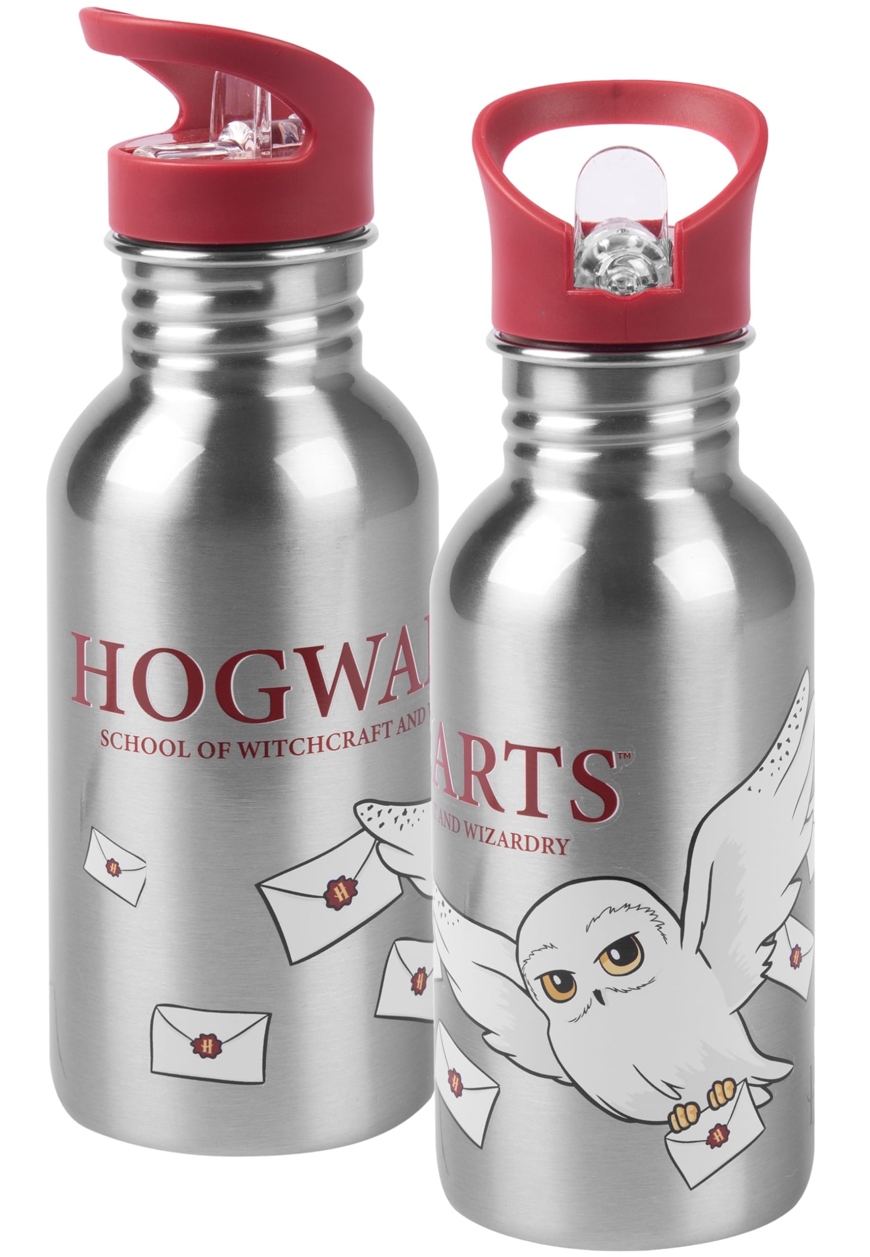 United Labels Harry Potter Stainless Steel Water Bottle - Hedwig Hogwarts Bottle Metal Water Bottle with Straw 500 ml