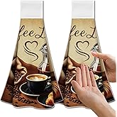 CUTHOLLOW Coffee Element Hanging Kitchen Towels with Loop, Set of 2 - Soft & Super Absorbent Microfiber Decorative Hanging Dish & Hand Towel, Tea, Coffee Towel for Kitchen Bathroom Oven Handle