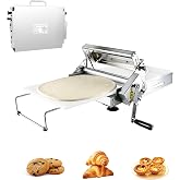 12''Commercial Dough Sheeter Machine, Adjustable Thickness,Home&amp;Commercial | Stainless Steel Roller for Dough Rolling, Manual Foldable Pastry Press , for Pizza, Pasta, Baking