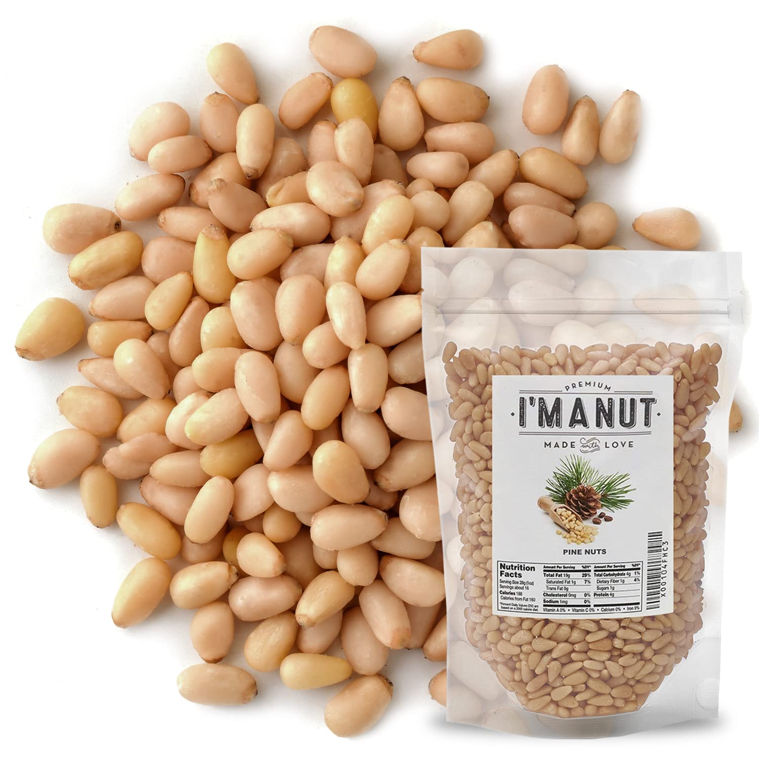 Premium Raw Pine Nuts 8oz Non-GMO, No Additives