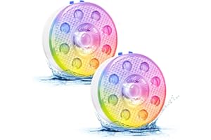 Magnetic Floating Pool Light with Remote - LUXJET 2 Pack RGB Color Rechargeable Battery Operated IP68 Waterproof Underwater Hot Tub Lights for Christmas, Halloween Decor, Bath, Spa, Fountains