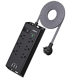 Power Strip Surge Protector, Addtam 6 Outlets and 3