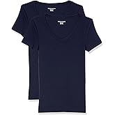 Amazon Essentials Women's Slim-Fit Short-Sleeve V-Neck T-Shirt