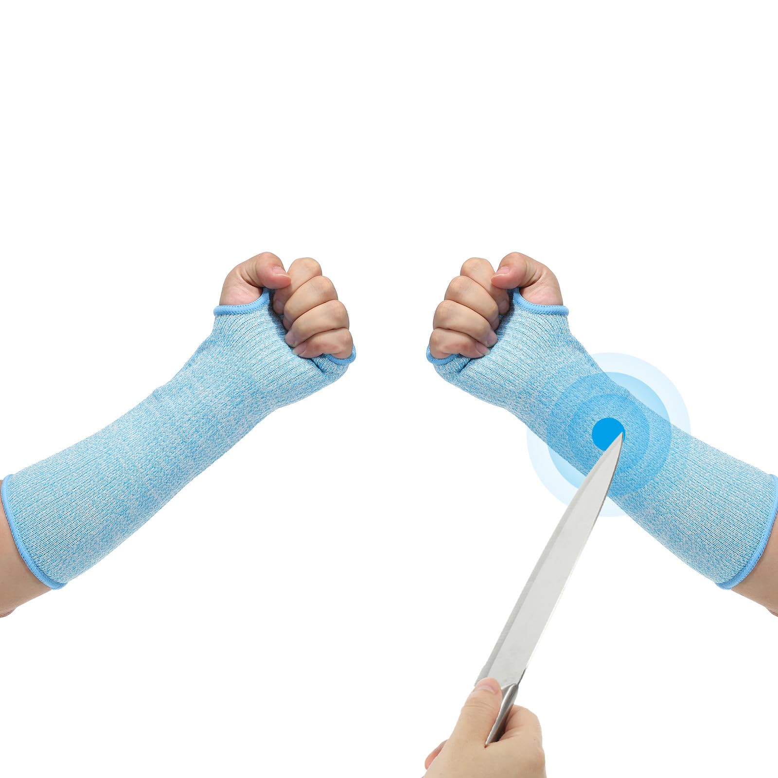 PATIKIL 10 Inch Cut Resistant Sleeve, Arm Safety Protectors Sleeves with Thumb Hole Level 5 Protection Forearm Guard Sleeves for Thin Skin and Bruising, XS, Sky Blue