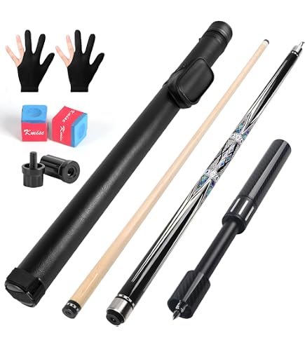 Queue De Billard En Fibre De Carbone Et Bois D'érable – 147,3 Cm, 1/2 Joint, Faite Main, Avec étui Et Accessoires