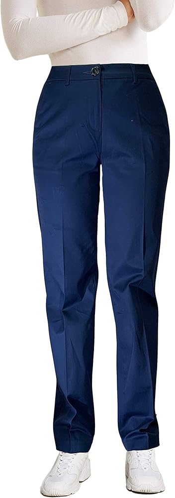Femiss Pantalones Chinos De Algodon Para Mujer Color Azul
