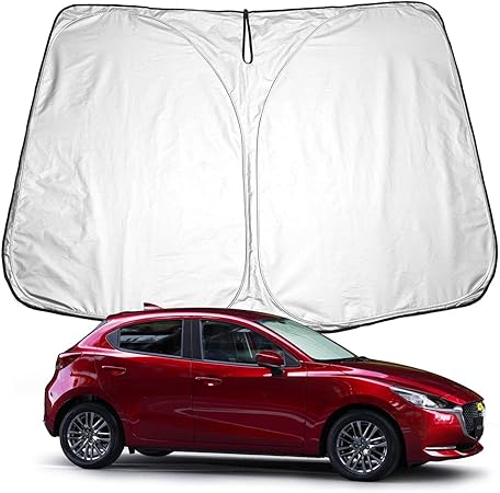 Amazon Cdefg マツダ Dj系 デミオ 車種専用設計 車窓日よけ フロントサンシェード 目隠し Uvカット 日焼け防止 遮光 アクセサリー 5層構造 簡単着脱 吸盤不要 収納袋付き フロントガラス用 Mazda Demio 銀色 サンシェード 車 バイク