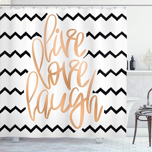 Amazon Com Ambesonne Live Laugh Love Shower Curtain Motivational