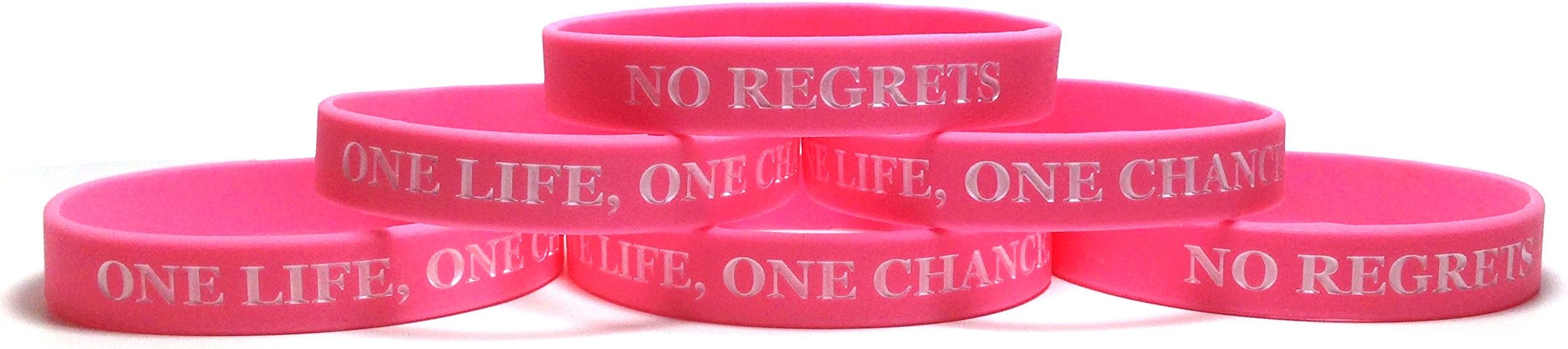 TheAwristocrat 6 Pack ONE Life, ONE Chance. NO Regrets Inspirational Silicone Wristband Rubber Bracelet